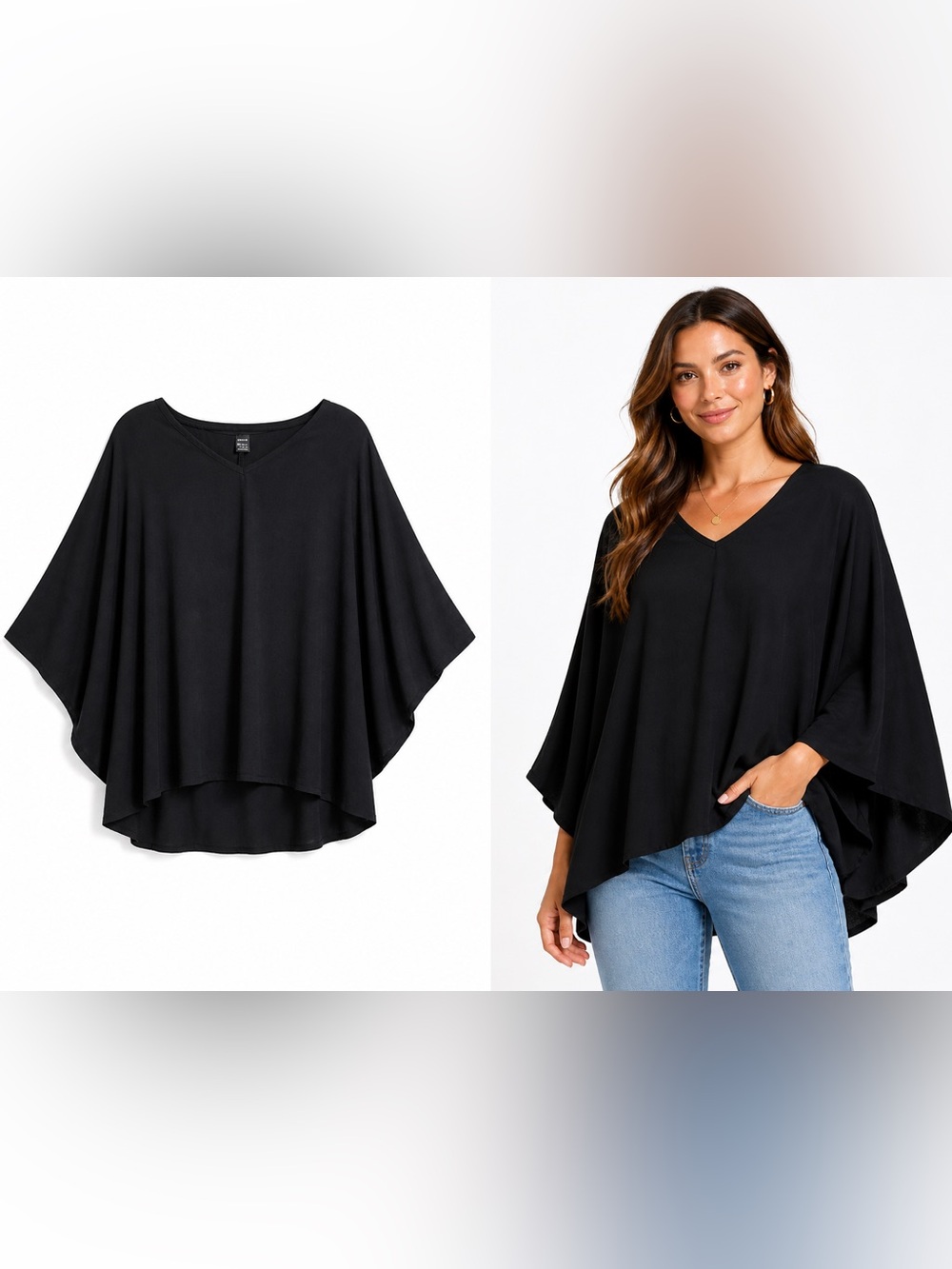 SHEIN Black V-Neck Top